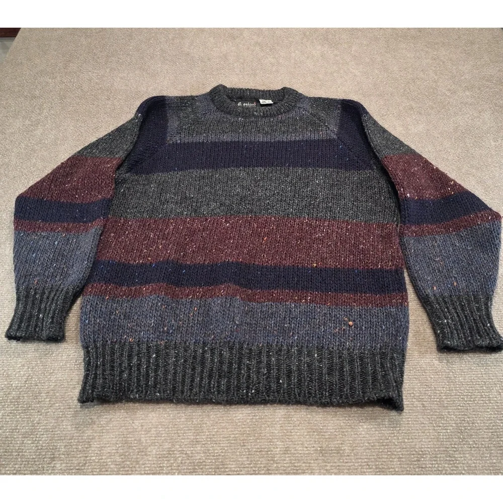 Vintage Eskimo Knitwear Wool Sweater Made in England Donegal Flecked Striped S/M